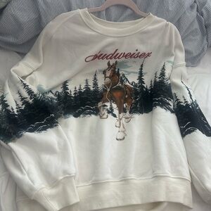 Budweiser White Graphic Sweater